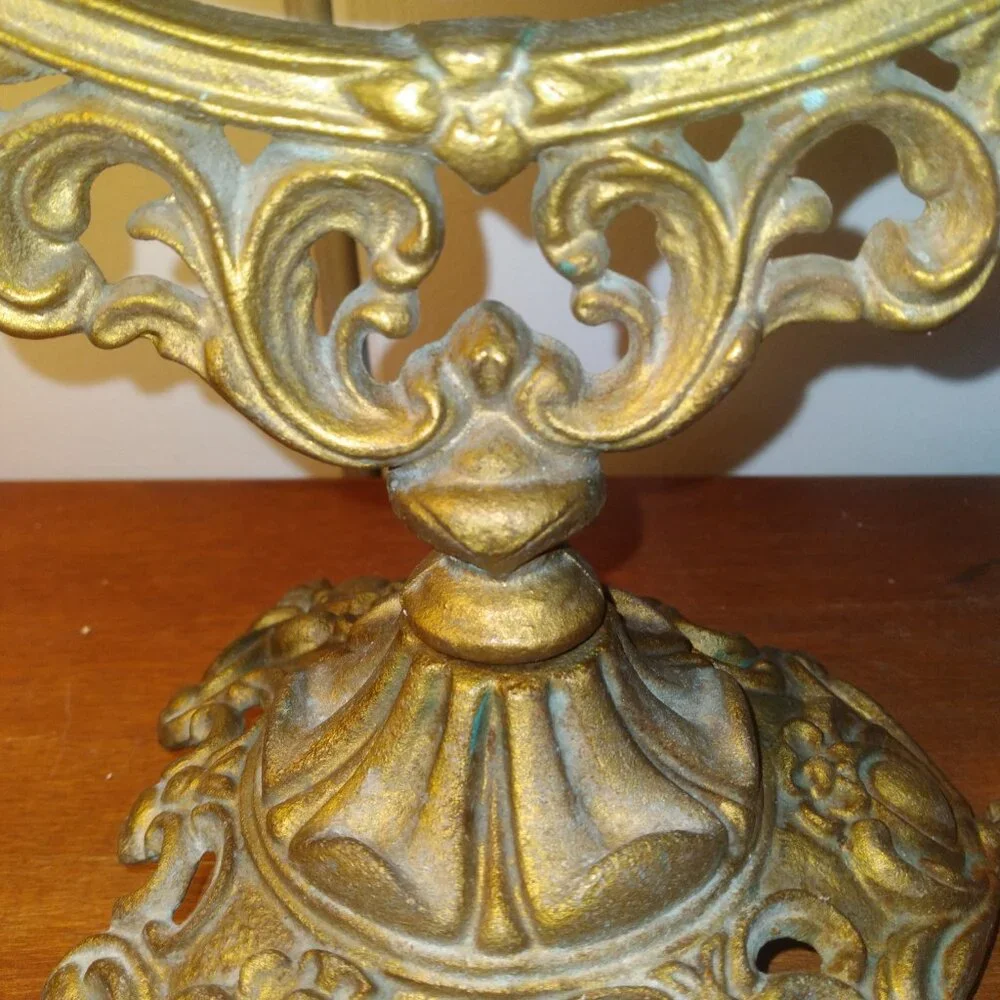 Antique Cast Iron Swivel Vanity Mirror antique brushed gold finish - Picture 5 of 7